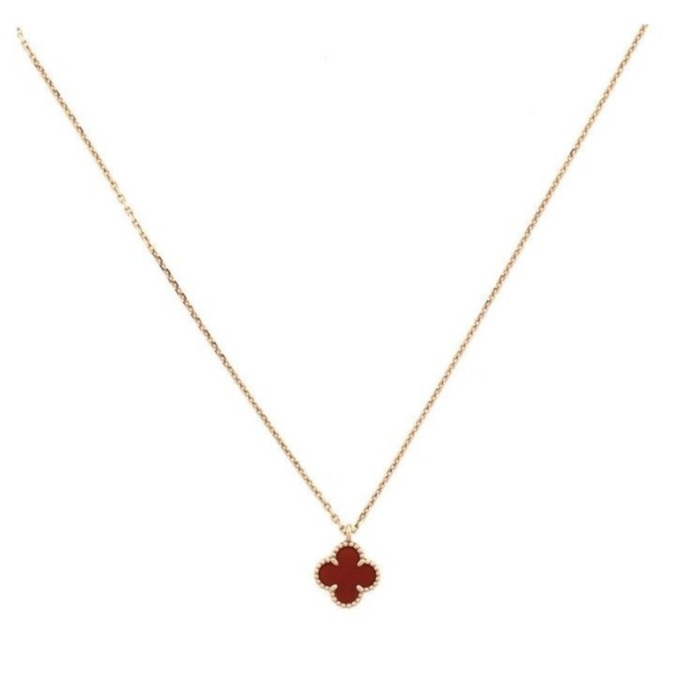 Van Cleef & Arpels  Pendant Necklace Sweet Alhambra 18k Rose Gold Carnelian